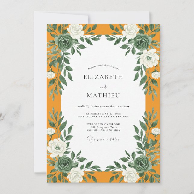 Invitation Mariage Tagète Eucalyptus (Devant)