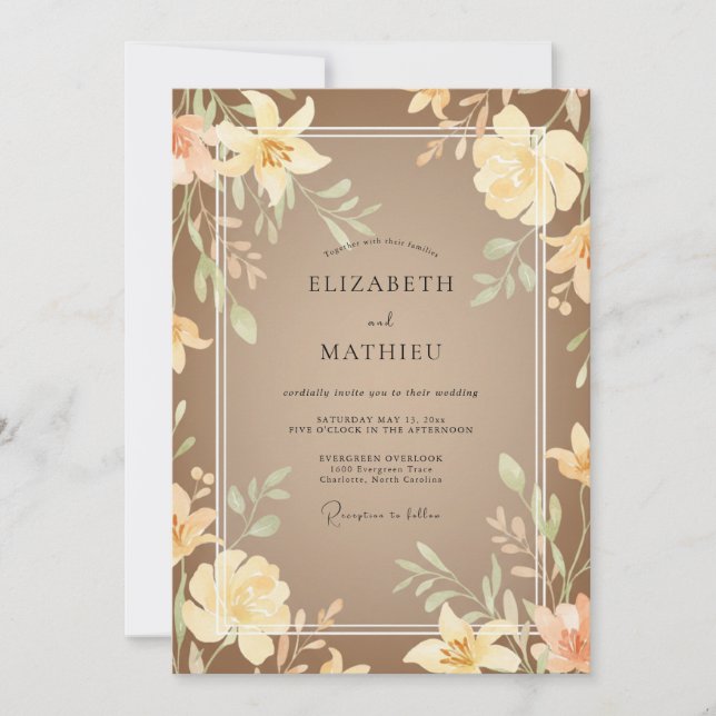Invitation Mariage Tan Cream Lily (Devant)