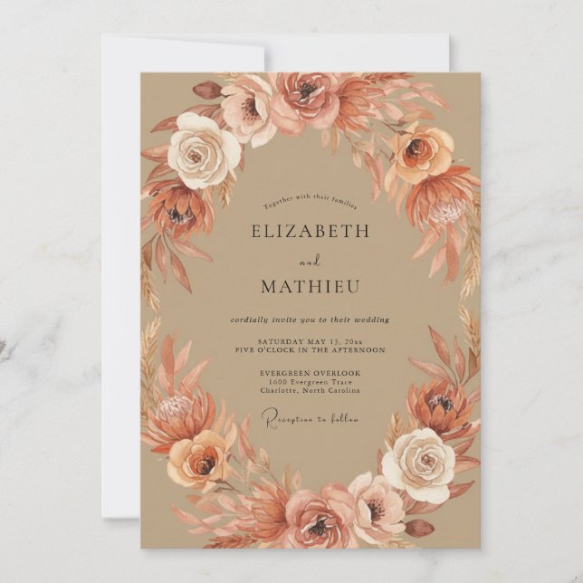Invitation Mariage Tan Désertique Artistique (Devant)