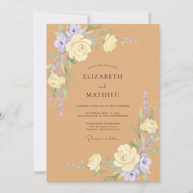 Invitation Mariage Tan Pétale de Lilas (Devant)