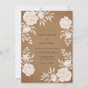 Invitation Mariage Tan Renoncule Eucalyptus Gris