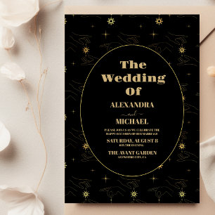 Invitation Mariage Tarot Noir et Or Mystique
