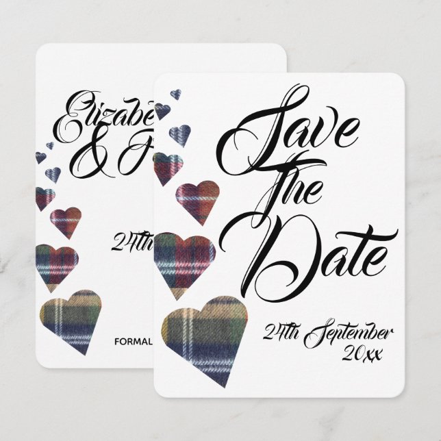 Invitation Mariage Tartan Enregistrer La Date (Devant / Derrière)