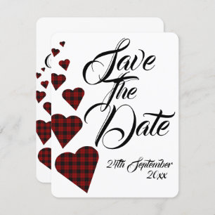 Invitation Mariage Tartan Rouge Enregistrer La Date