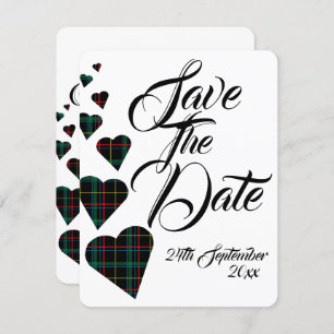 Invitation Mariage Tartan Vert Enregistrer La Date