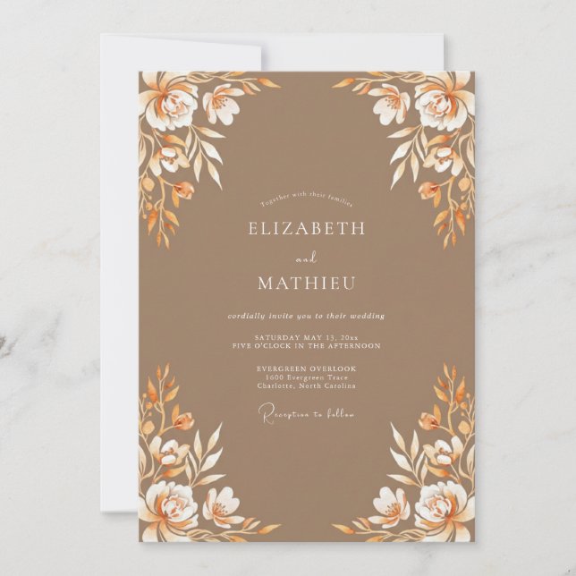 Invitation Mariage Taupe Amber Blossom (Devant)