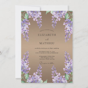 Invitation Mariage Taupe Améthyste Wisteria