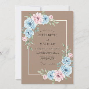 Invitation Mariage Taupe Blush Ranunculus Eucalyptus