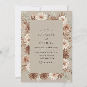 Invitation Mariage Taupe Champagne Pétales