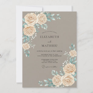 Invitation Mariage Taupe Champagne Rose