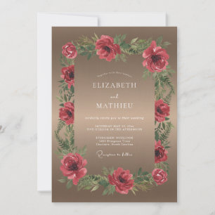 Invitation Mariage Taupe Coquelicot Cramoisi