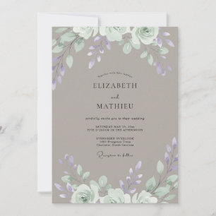 Invitation Mariage Taupe Douce Lilas Wisteria