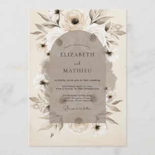 Invitation Mariage Taupe Ethéré Flore