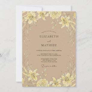 Invitation Mariage Taupe Jaune Lily