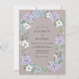 Invitation Mariage Taupe Lilas Fleurissant en Sourdine