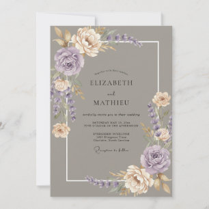Invitation Mariage Taupe Lilas Wisteria