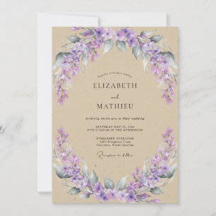 Invitation Mariage Taupe Lilas Wisteria