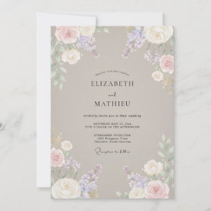 Invitation Mariage Taupe Mauve Wisteria