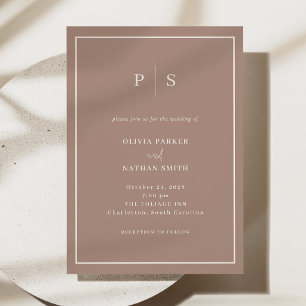 Invitation Mariage Taupe Minimaliste et Chic avec Bordure Crè