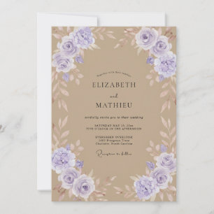Invitation Mariage Taupe Rose Lavande