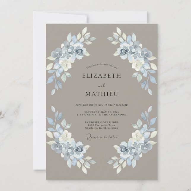 Invitation Mariage Taupe Slate Petal (Devant)