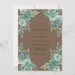 Invitation Mariage Taupe Teal Petal