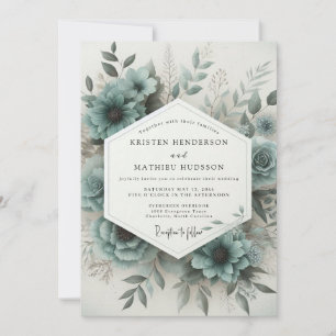 Invitation Mariage Teal Bloom