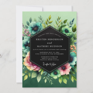Invitation Mariage Teal Blush Vibrant Flora