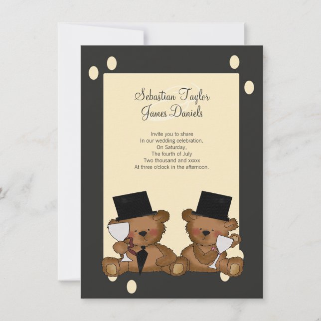 Invitation Mariage Teddy Bear Grooms (Devant)