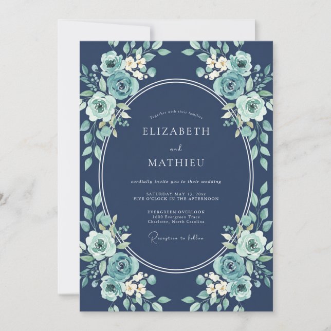 Invitation Mariage Teinte Botanique de Teal (Devant)