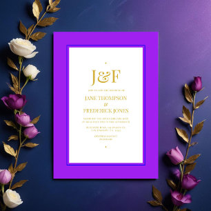 Invitation Mariage tendance bleu, violet, or et noir