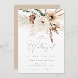 Invitation Mariage tendance Boho Neutral Florals