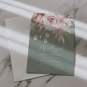 Invitation Mariage Tendance Designer Blush & Sauge