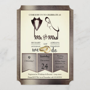 Invitation Mariage tendance Foil-Gold-Silver-Brass