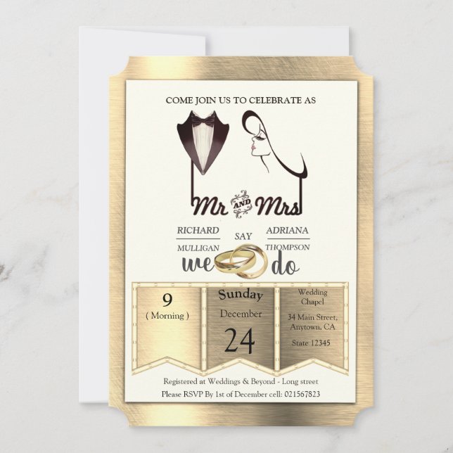 Invitation Mariage tendance Foil-Gold-Silver-Brass (Devant)