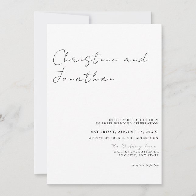 Invitation Mariage tendance moderne (Devant)