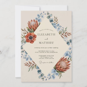 Invitation Mariage Terracotta Acier Protéa Eucalyptus