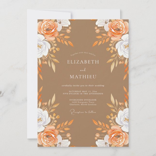 Invitation Mariage Terracotta Antique Rose (Devant)