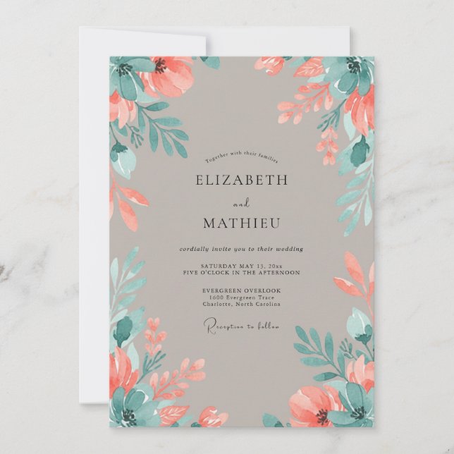 Invitation Mariage Terracotta Aqua Peint (Devant)