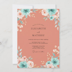 Invitation Mariage Terracotta Aqua Petal