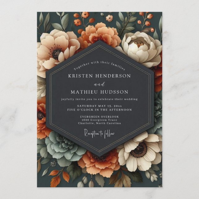 Invitation Mariage Terracotta Automnal Illustre (Devant)