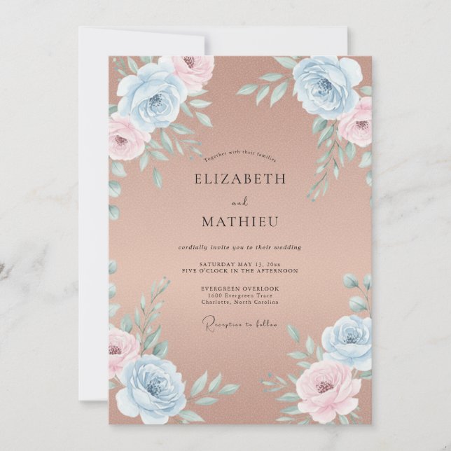 Invitation Mariage Terracotta Azure Bloom (Devant)
