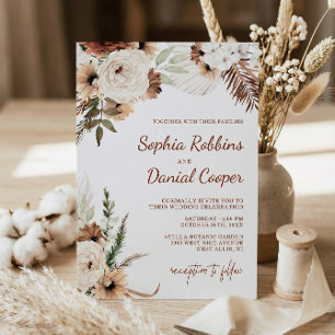 Invitation Mariage Terracotta Bohème Floral Terreux