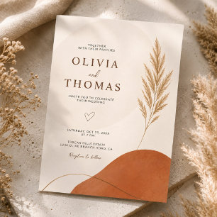 Invitation Mariage Terracotta Bohème Moderne Tons Terreux
