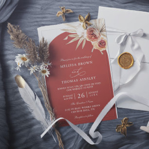 Invitation Mariage Terracotta Boho Floral Budget Code QR