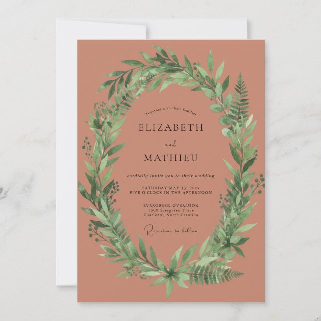 Invitation Mariage Terracotta Bois Terreux (Devant)