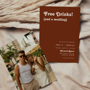 Invitation Mariage Terracotta Boissons Gratuites Chic Rétro M