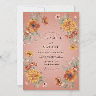 Invitation Mariage Terracotta Chaud Poppy Doré