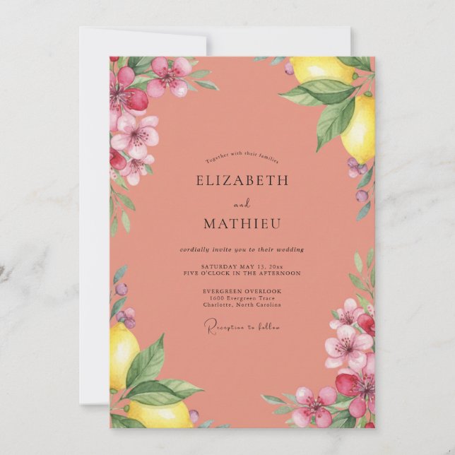Invitation Mariage Terracotta Citron Eucalyptus Muté (Devant)