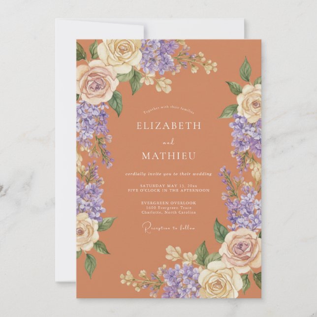 Invitation Mariage Terracotta Ethereal Bloom (Devant)